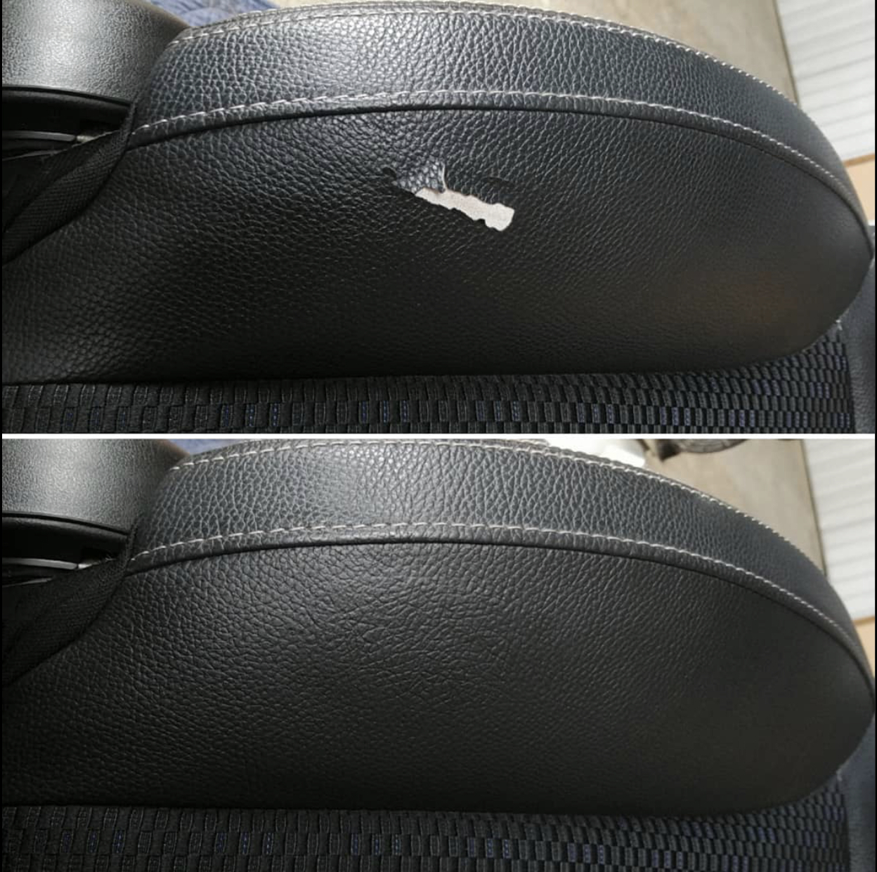 車の座席のすり傷を修理するコーナー